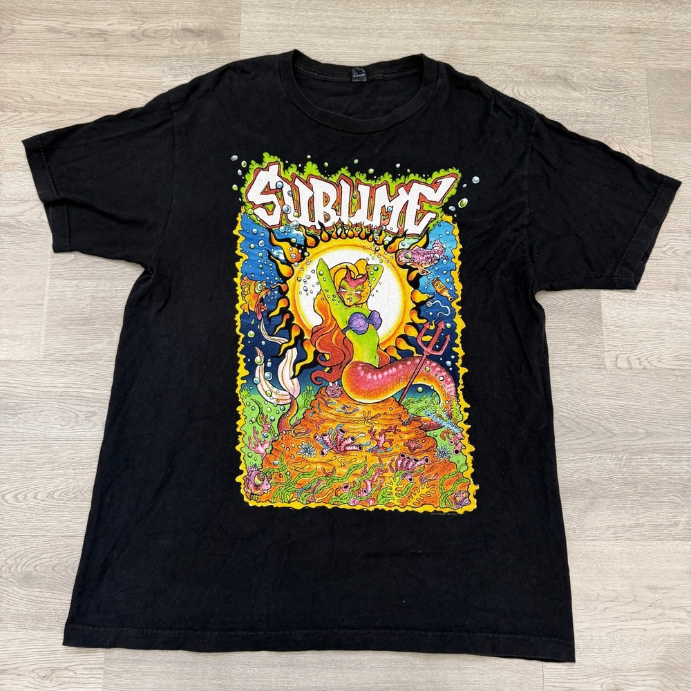 Sublime 2015 Mermaid Graphic T Shirt Mens Large Black Tultex Band Tee